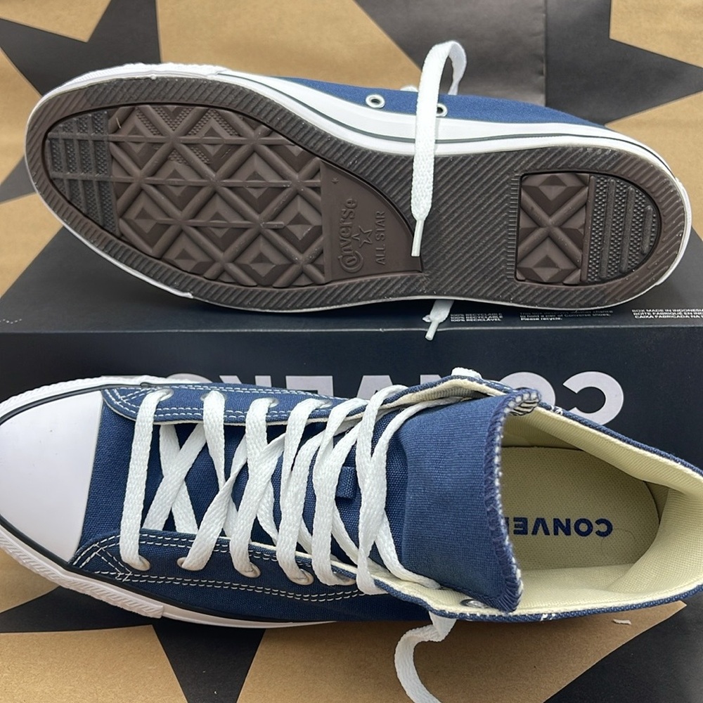 Converse Men's Blue High-Top Sneakers Classic Colors Navy - Picture 3 of 16